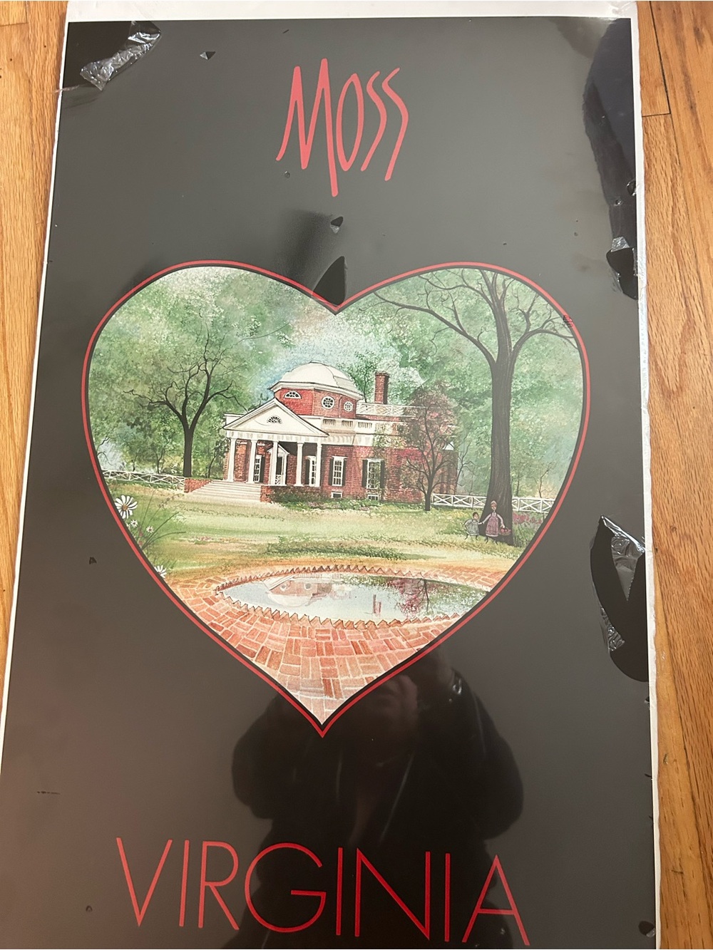P Buckley Moss Virginia Heart Print - Black with Red Trim